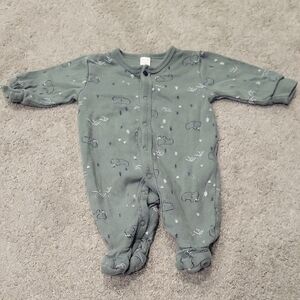 Petit Lem Green Starry Footie Pajama